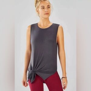 Fabletics Alia Tied Tank Top Workout Relaxed Fit Tunic Length Dark Gray Size L